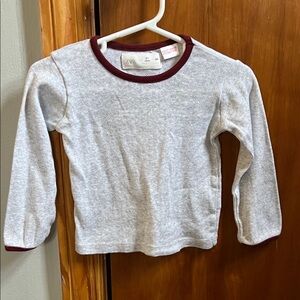 Zara Kids Heather Gray Long Sleeve Tee with Burgundy Accents